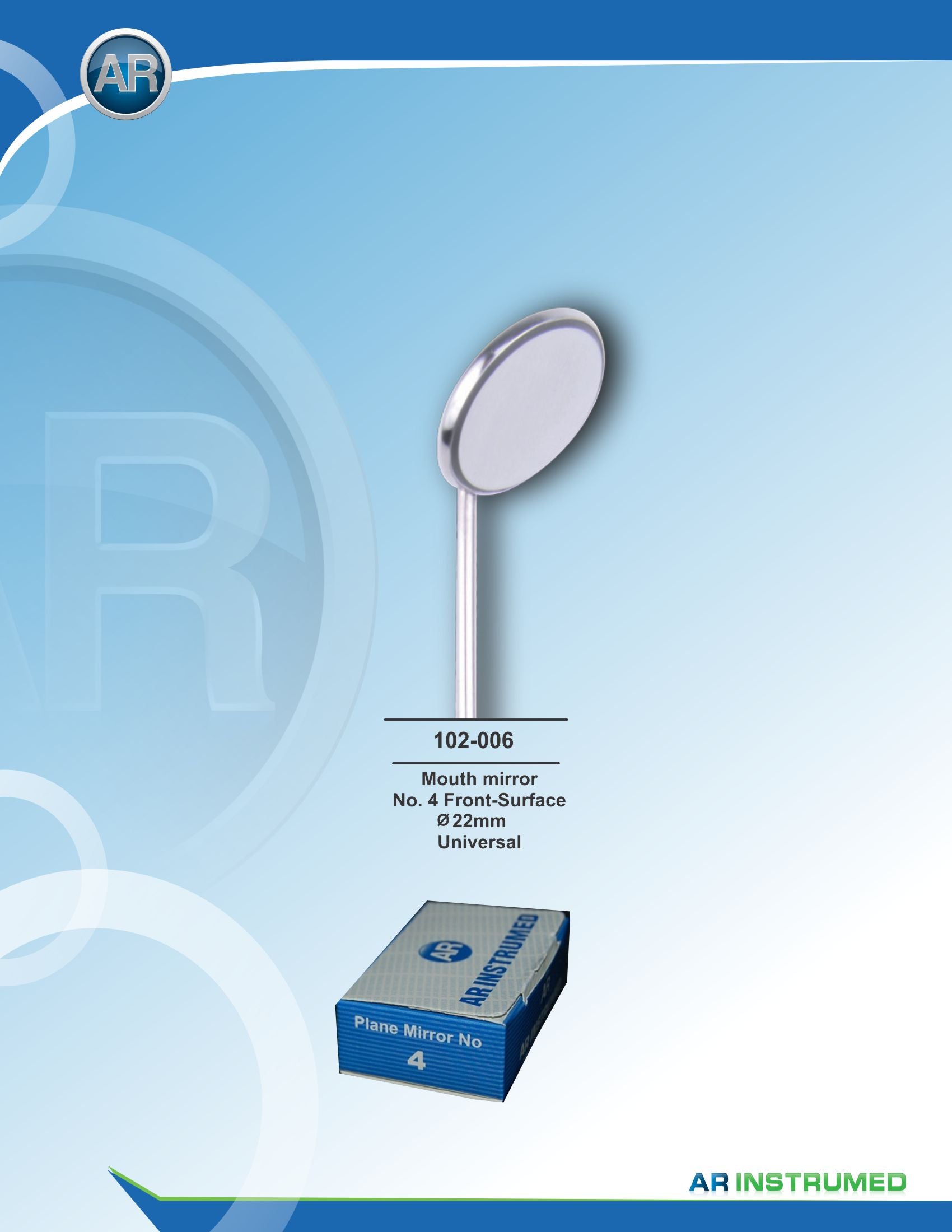 Mouth Mirror No.4 Rhodium Front Surface | AR INSTRUMED