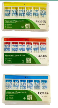 Perfect Endo Paper Points Marked F1,F2,F3