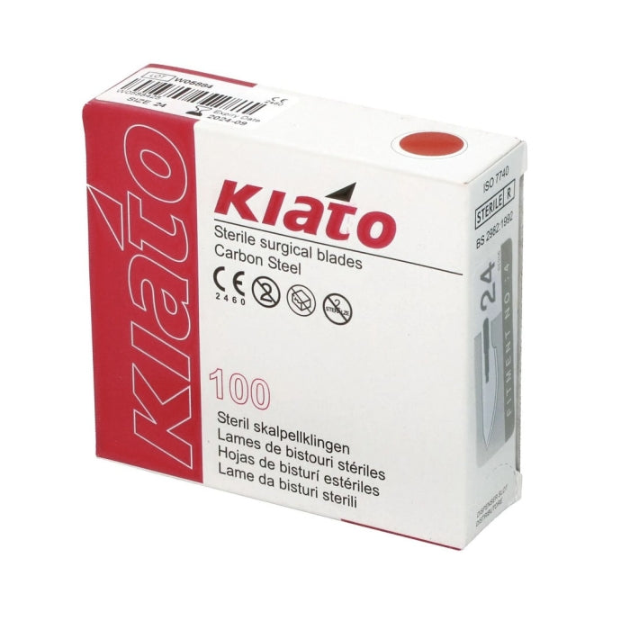 Kiato Plus Red Carbon Steel Blades for Podiatry - 100 Blades
